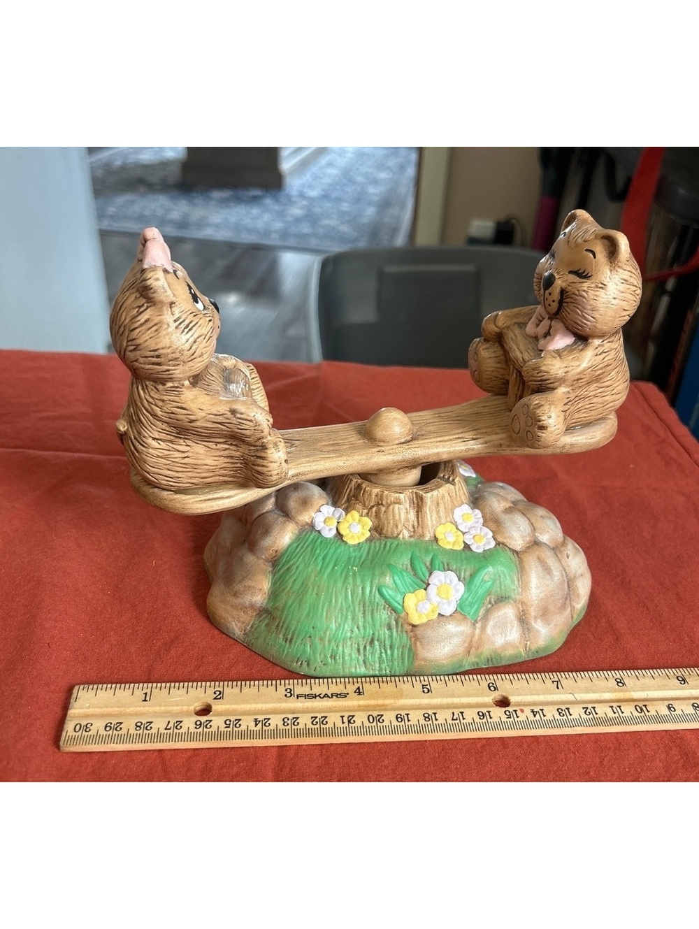 Vintage Teddy seesaw music box